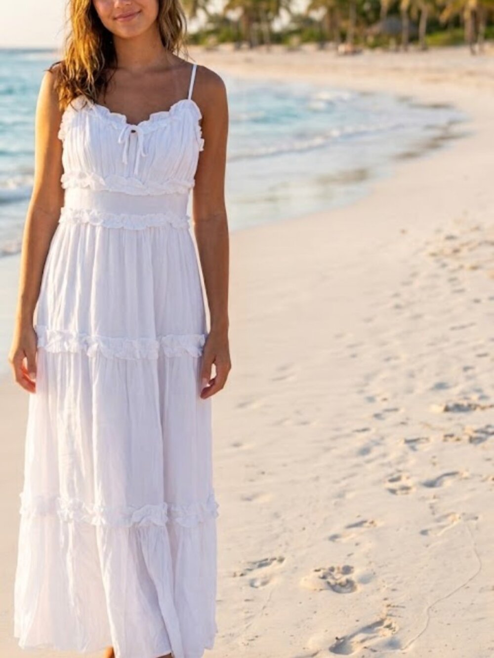 Altar'd State White Ruffle Tiered Maxi Dress Greer Boho Cottagecore
